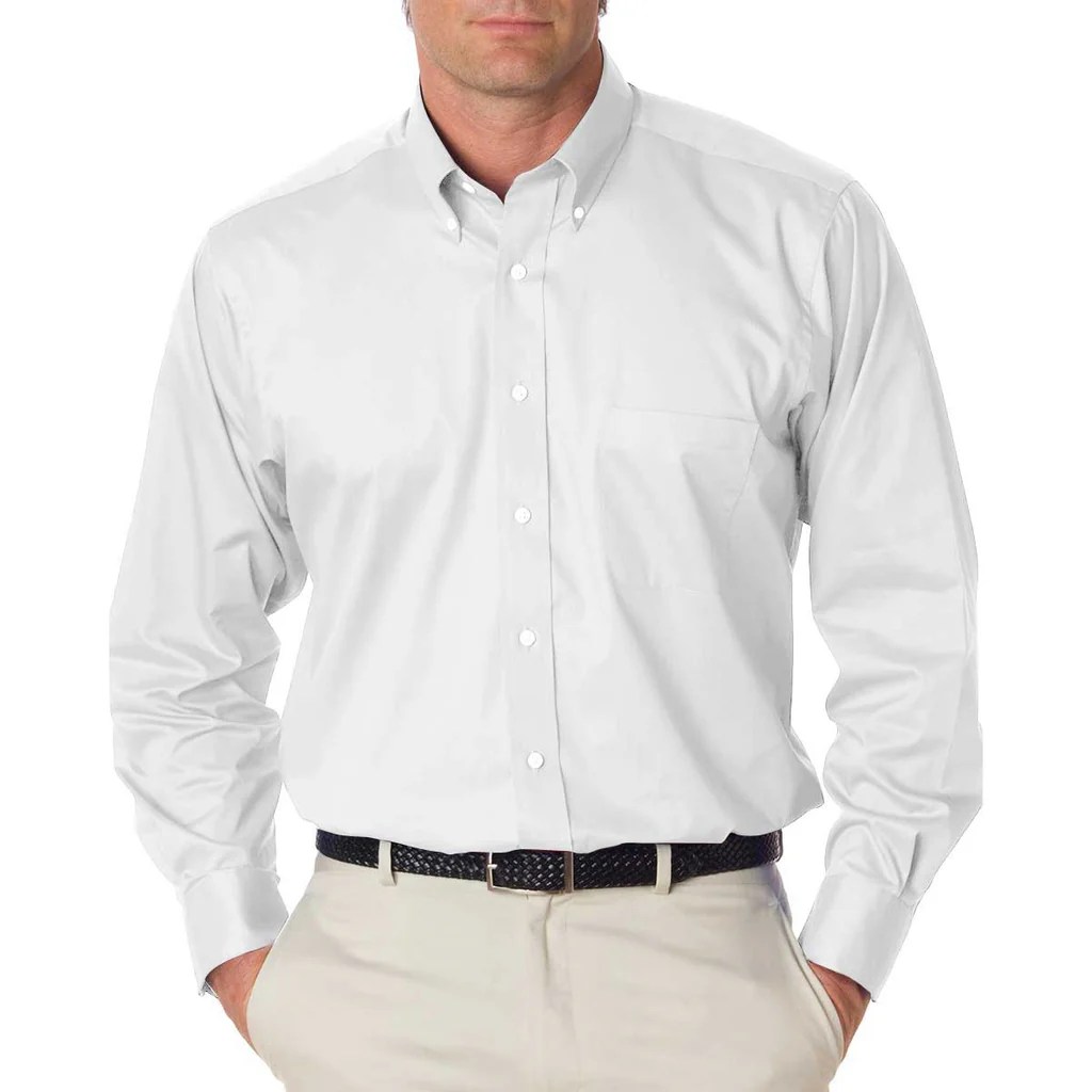 Mens white twill dress shirt