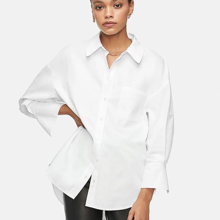 Women's white dress shirt with collar