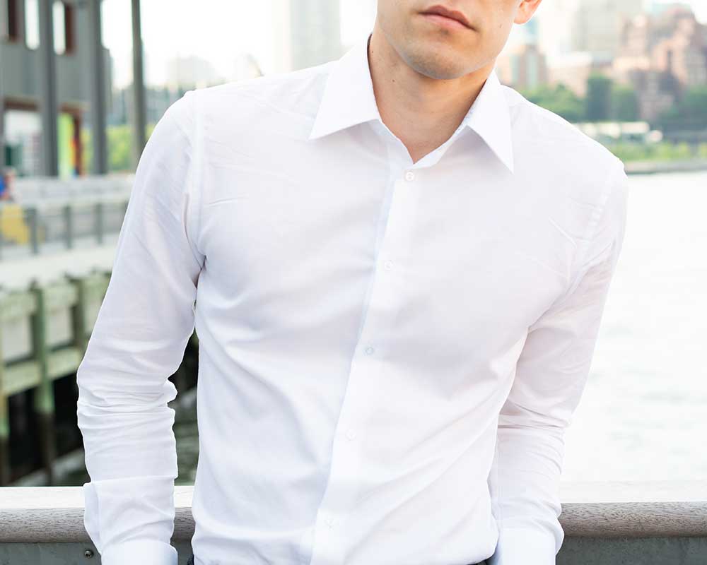 Mens white twill dress shirt